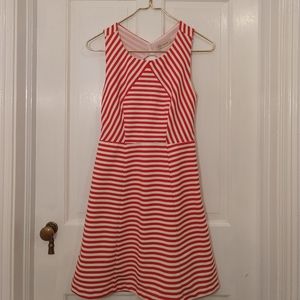 Red and white backless summer dress - S